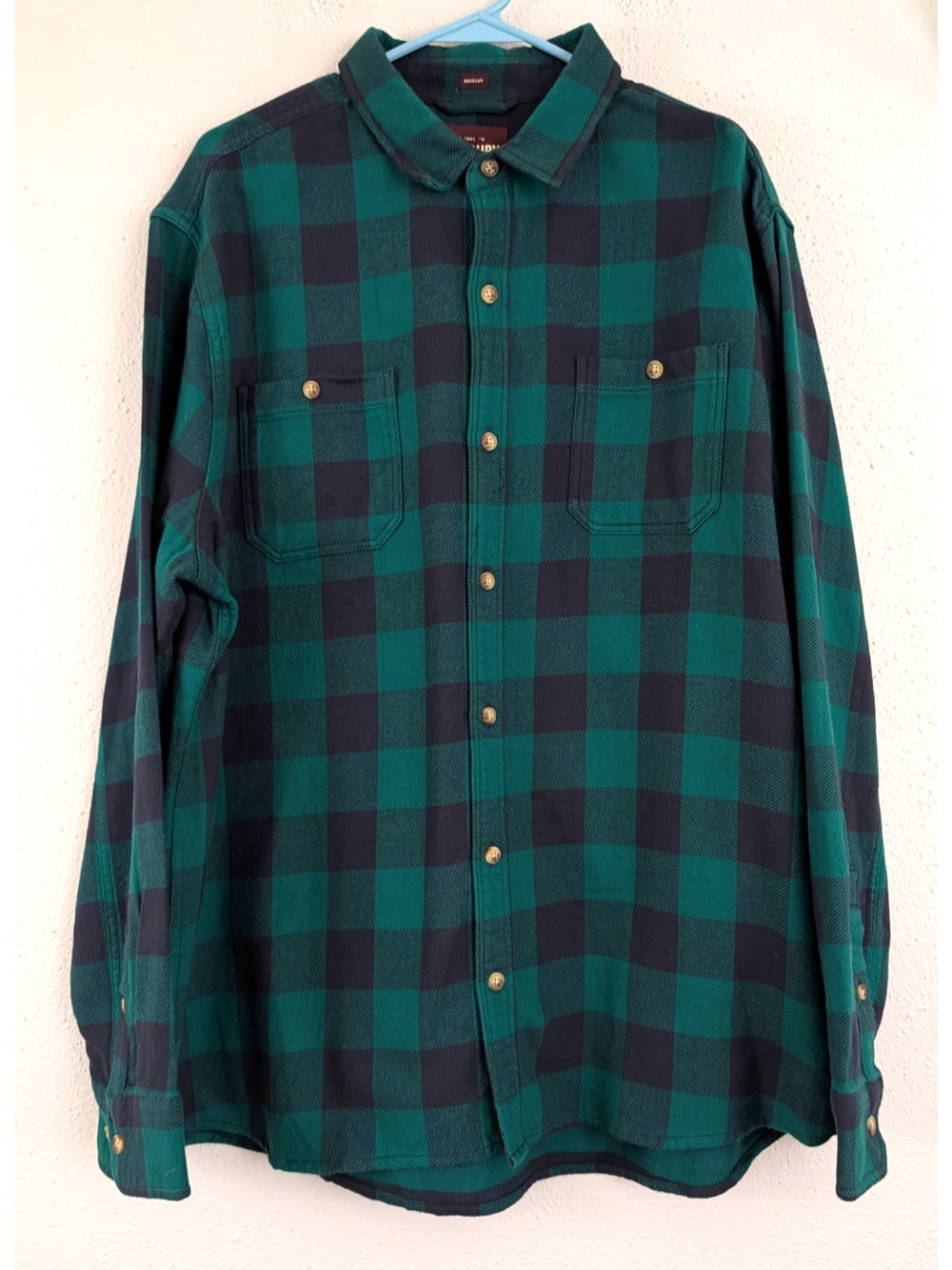 NWOT Alesbury sz XL Shirt green & navy blue buffalo plaid print ls buttons 2000